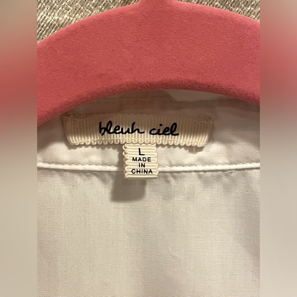 Women’s Bleuh Ciel White Button Down Short-Sleeve • Size Large • Great Condition - Picture 3 of 4